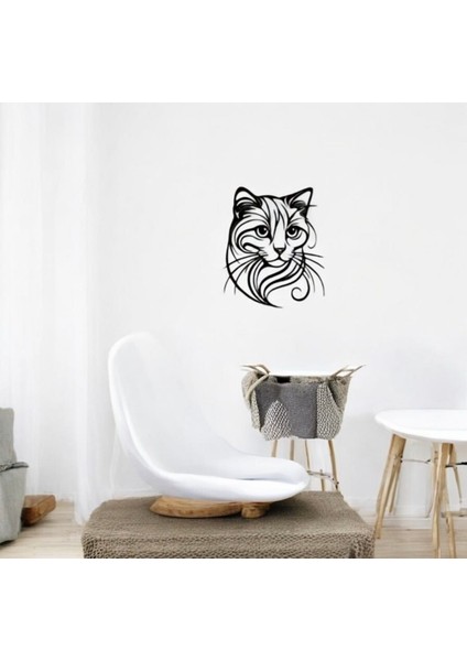 Kedi Figürlü Minimalist Duvar Dekoru (13 x 16 cm )