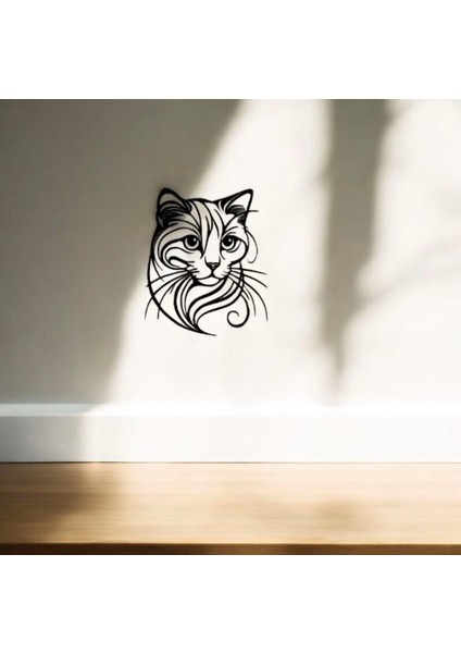Kedi Figürlü Minimalist Duvar Dekoru (13 x 16 cm )