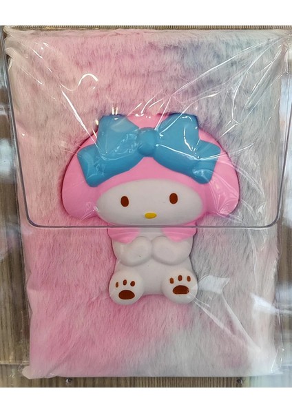 A5 Boyutunda Kuromi My Melody Sukuşi Kabartmalı Peluş Çizgili Çok Amaçlı Defter