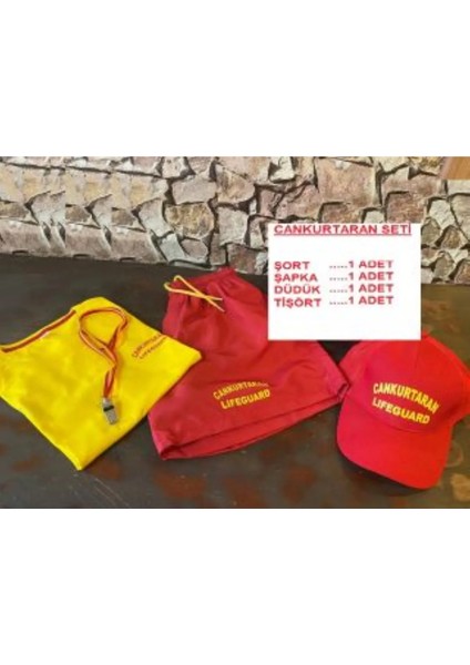 Cankurtaran Set 1 Özel Logolu 4 Lü Takım (Tişört-Şort-Şapka-Düdük)