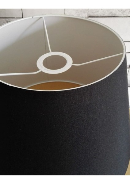 Modern Siyah Mat Metal Ahşap Sehpalı Lambader Şapka Kumaş Zemin Aydınlatma Köşe Aydınlatma Kaçmazzz