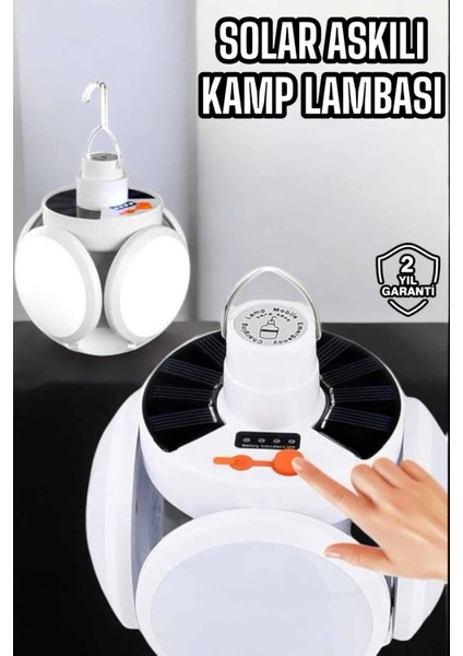 Teknorod Katlanabilir Taşınabilir Kamp Lambası Işıldak Beyaz Işık Güneş Enerjili Solar Aydınlatma