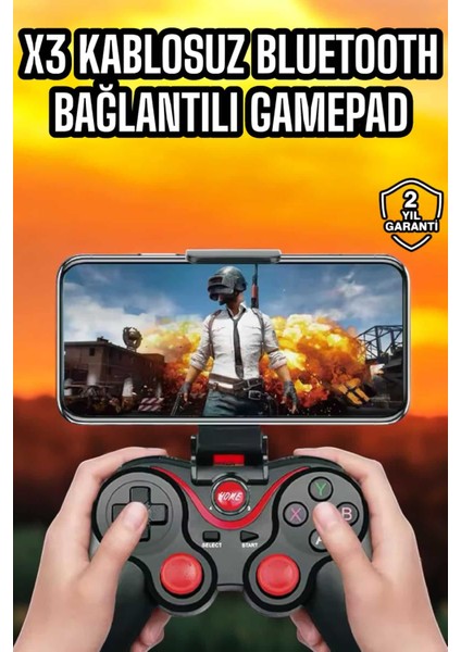Teknorod Android Uyumlu Gamepad X3 Game Stick Oyun Kolu Bluetooth Bağlantılı