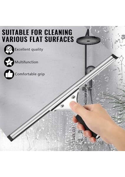 Profesyonel Cam Sileceği, Paslanmaz Çelik, Kauçuk Dudaklı, Duş Çekçeki, Siyah, Duş, Banyo, Ayna, Cam Temizliği, Fayans, Pencere Temizliği, Duş Çekçeki, Pencere Temizleyici Için, 30 cm fiyatları