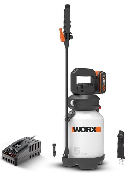 WG829E 20V 2.0AH Li-On 5lt Omuz Askılı Basınçlı Ilaçlama ve Dezenfektan Pompası