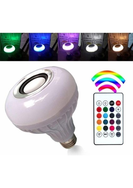 Rgb Dekor Bluetooth Hoparlörlü Kumandalı Rgb Akıllı LED Ampul 16 Renk Bluetooth Ampulü Rengarenk
