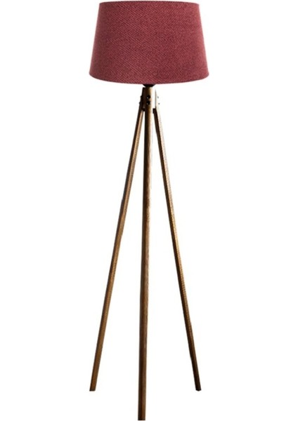 Oval 3 Ayak Tripod Lambader Abajur Köşe Lambası Ahşap Naturel