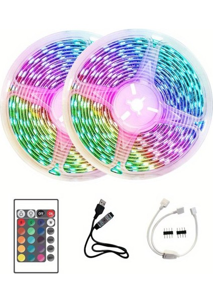 10M Şerit LED Iç Mekan Renkli Rgb Şerit LED Kumandalı