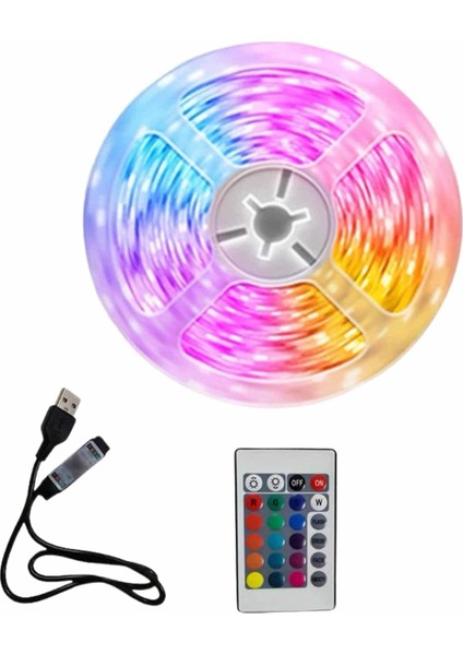 10M Şerit LED Iç Mekan Renkli Rgb Şerit LED Kumandalı