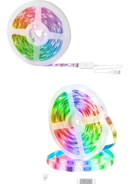 10M Şerit LED Iç Mekan Renkli Rgb Şerit LED Kumandalı