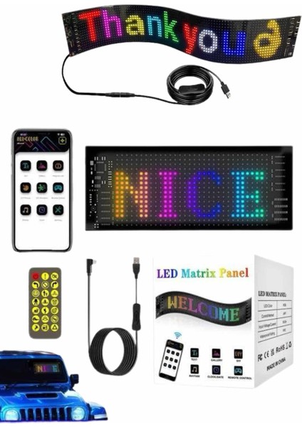 LED Ekran Matrix Panel En Büyük Boy 16X96 Araba Yazısı 19.2X89.8 cm