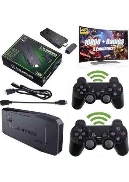 Teknorod Game Stick 20000 Oyun Kablosuz Çift Kol Retro Oyunlar Game Stick Atari 2.4g 4K