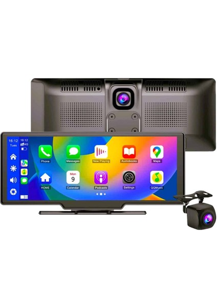 4K 10.2 Inç Çift Kameralı Araç Multimedya Ekranı Carplay Kablosuz Tüm Cihazlara Uyumlu indirimleri
