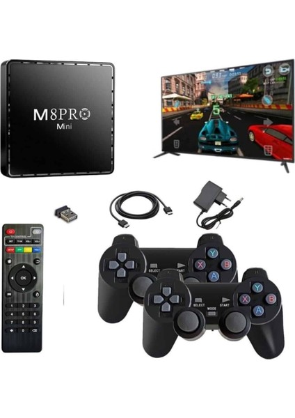 Android Tv Box 2.4g 10K Ultra Hd 2gb Ram 64GB Hafıza 10000 Retro Oyunlu Konsol Game Stick M8 Pro modelleri