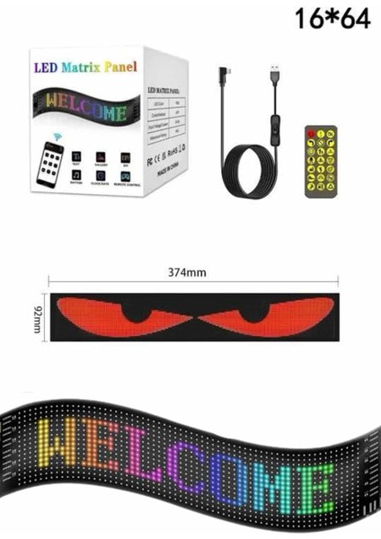 LED Panel 16*64 LED Uzaktan Kumandalı Telefon Kontrollü LED Ekran