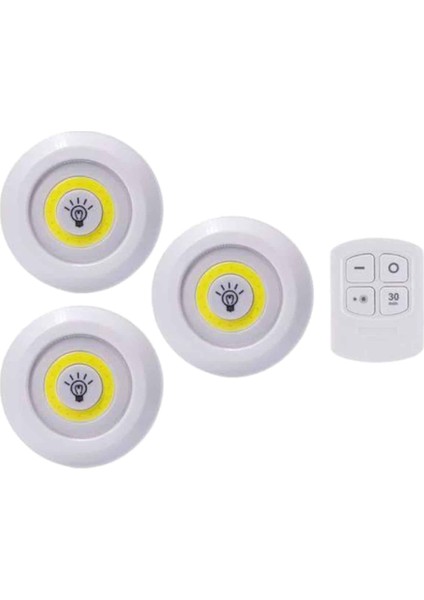 Teknorod LED Lamba 3'lü Uzaktan Kumandalı Yapışkanlı