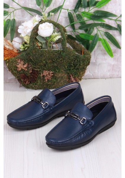 31090 Lacivert Deri Deri Loafer Erkek Babet Erkek Ayakkabı