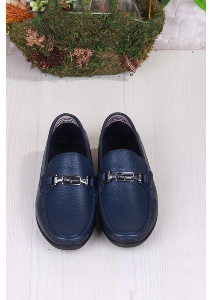 31090 Lacivert Deri Deri Loafer Erkek Babet Erkek Ayakkabı
