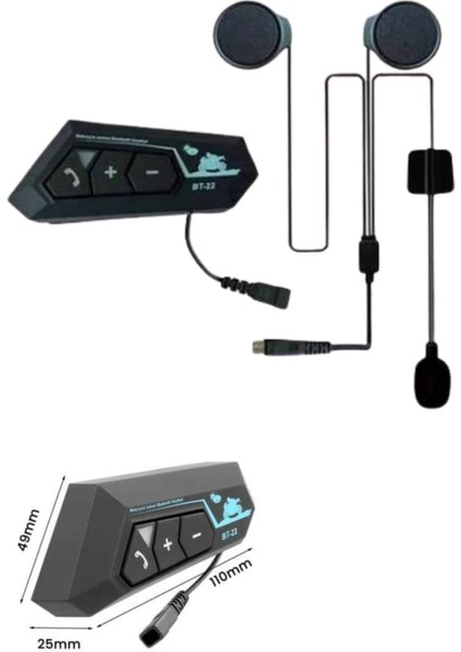 Bluetooth Kask Kulaklığı Intercom 5.0 Bluetooth Android ve Ios Uyumlu