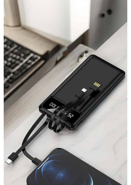 Teknorod Powerbank 20.000 Mah LCD Ekran USB Lightning Type-C Uyumlu Ios ve Android