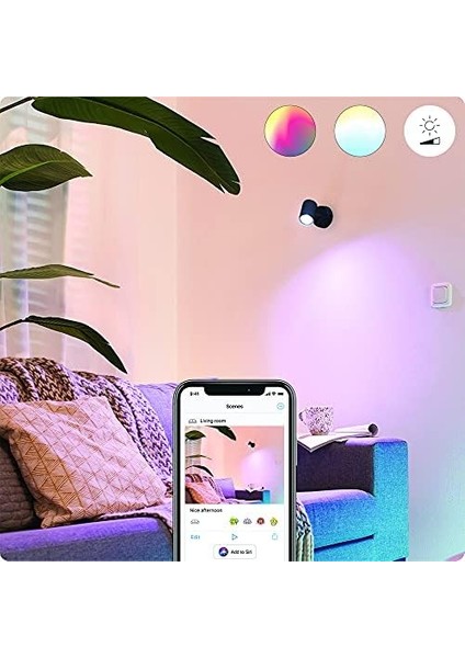 Imageo 1'li Spot Ayarlanabilir Beyaz ve Renkli, Tavan Lambası, Kısılabilir, Sıcak Ila Soğuk Beyaz, 16 Milyon Renk, Wi-Fi Üzerinden Uygulama/ses Üzerinden Akıllı Kontrol, Siyah
