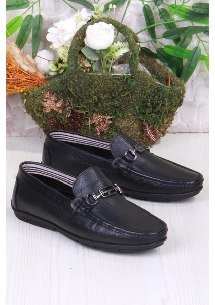 31090 Siyah Deri Loafer Erkek Babet Erkek Ayakkabı