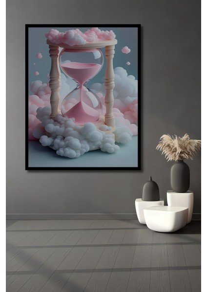 Pembe Kum Saati Bulut Rüyası Dekoratif Ahşap Ev/işyeri/ofis Kare Tablo fiyatları