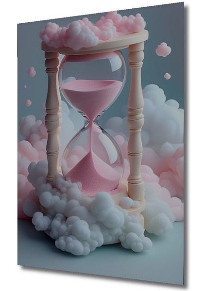Pembe Kum Saati Bulut Rüyası Dekoratif Ahşap Ev/işyeri/ofis Kare Tablo modelleri