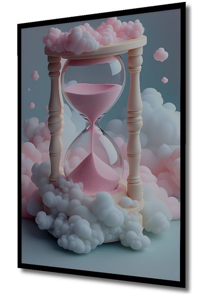 Pembe Kum Saati Bulut Rüyası Dekoratif Ahşap Ev/işyeri/ofis Kare Tablo indirimleri