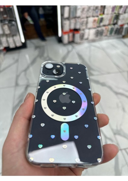iPhone 14 Kılıf Kalp Magsafe Kılıf Fiyonklu Kurdele Kurdeleli Tasarım Silikon Kılıf Gümüş modelleri