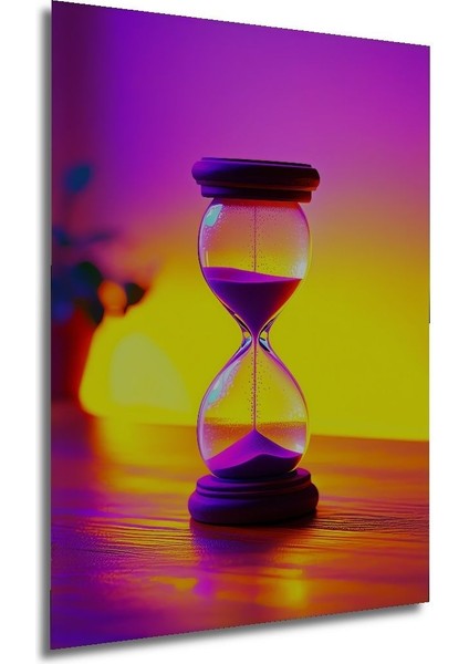 Neon Işıklar Altında Kum Saati Rüya Ahşap Dekoratif Dikdörtgen Salon/ofis/ev/mutfak/banyo Tablo
