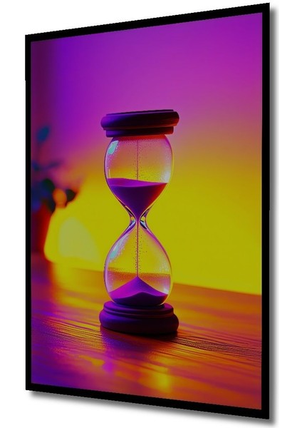Neon Işıklar Altında Kum Saati Rüya Ahşap Dekoratif Dikdörtgen Salon/ofis/ev/mutfak/banyo Tablo