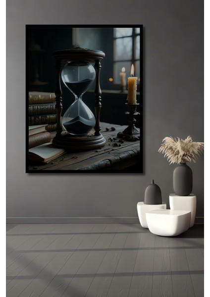 Eski Zaman Kum Saati Yağlı Boya Görünümlü Dekoratif Ahşap Ev/işyeri/ofis Kare Tablo fiyatları