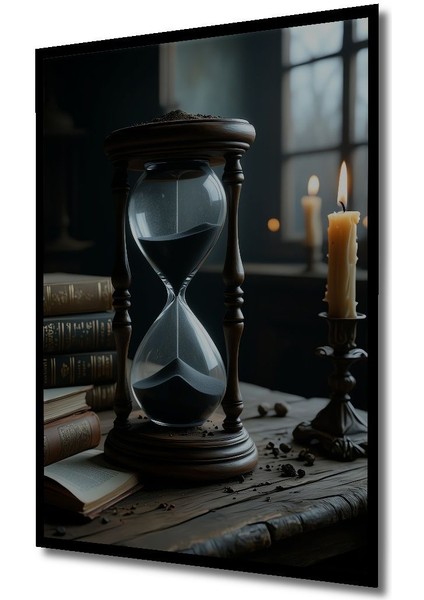 Eski Zaman Kum Saati Yağlı Boya Görünümlü Dekoratif Ahşap Ev/işyeri/ofis Kare Tablo indirimleri