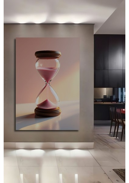 Pembe Kum Saati Zamanın Zarafeti Ahşap Dekoratif Dikdörtgen Salon/ofis/ev Çerçeve Görünümlü Tablo fiyatları