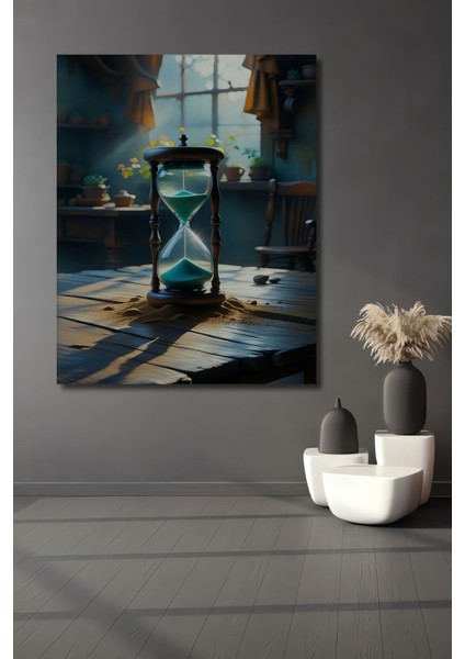Kum Saati Zamanı Yağlı Boya Görünümlü Ahşap Dekoratif Dikdörtgen Salon/ofis/ev/mutfak/banyo Tablo