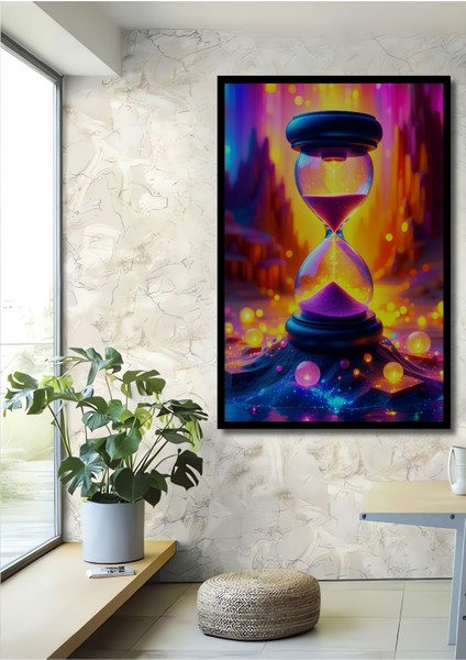 Mor Kum Saati Rüya Zamanı Ahşap Dekoratif Dikdörtgen Salon/ofis/ev Çerçeve Görünümlü Tablo