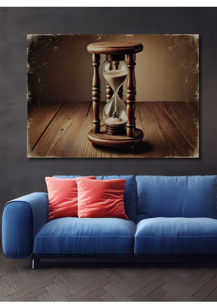 Retro Ahşap Kum Saati Zamanı Yavaşlat Yağlı Boya Görünümlü Dekoratif Dikdörtgen Salon/ofis Tablo