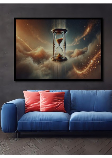 Fantastik Kum Saati Bulutlar Yağlı Boya Görünümlü Ahşap Dekoratif Dikdörtgen Salon/ofis/ev Tablo fiyatları