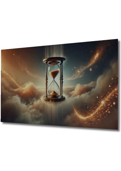 Fantastik Kum Saati Bulutlar Yağlı Boya Görünümlü Ahşap Dekoratif Dikdörtgen Salon/ofis/ev Tablo modelleri