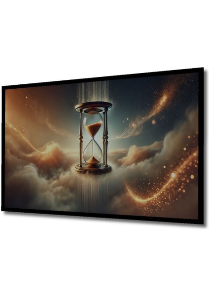 Fantastik Kum Saati Bulutlar Yağlı Boya Görünümlü Ahşap Dekoratif Dikdörtgen Salon/ofis/ev Tablo indirimleri