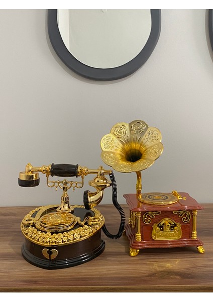 DEKORATİF PLASTİK TELEFON,DEKORATİF PLASTİK GRAMOFON MÜZİK KUTUSU