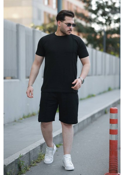Erkek Waffle Kumaş Şort Tişört Takım - Rahat ve Şık Günlük Spor Kombin