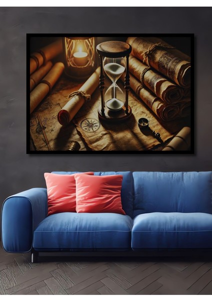Antika Pusula Kum Saati Yağlı Boya Görünümlü Ahşap Dekoratif Dikdörtgen Salon/ofis/ev/mutfak Tablo fiyatları