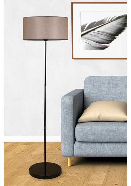 Metal Klasik Tek Ayaklı Lambader Siyah Bej 7402