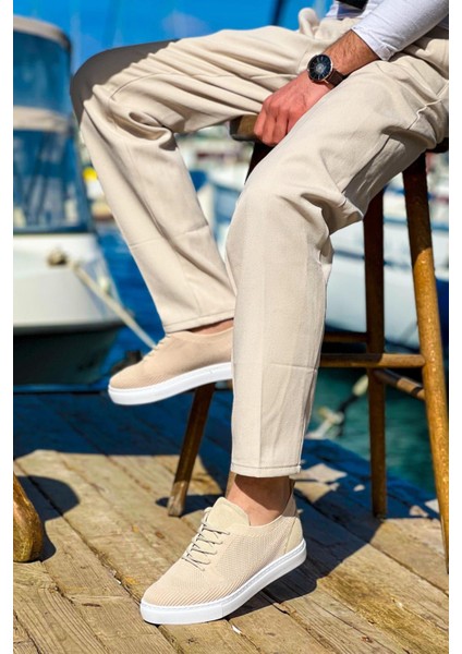 Erkek Triko Bej Ayakkabı