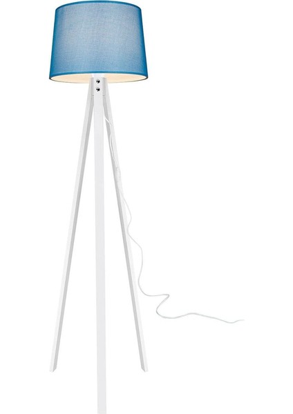 Tripod Ahşap Üç Ayaklı Lambader Beyaz Ayak / Mavi Şapka