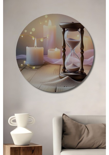 Kum Saati Mum Işığı Huzur Yağlı Boya Görünümlü Dekoratif Ahşap Dekoratif Ev/işyeri/ofis Tablo
