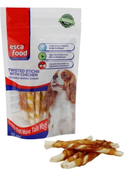 Tavuklu Burgu Çubuk Köpek Ödülü 10LU Paket