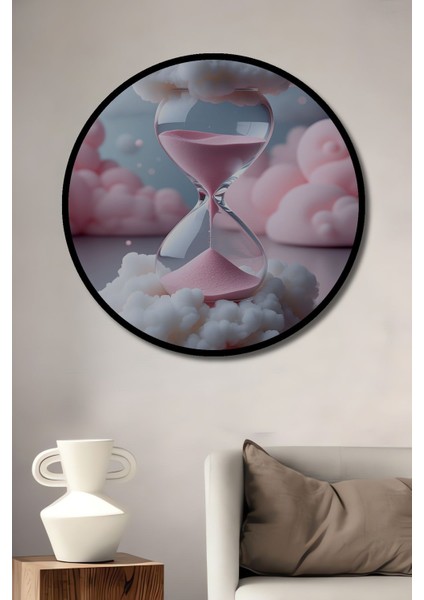 Pembe Kum Saati Bulutlar Arasında Rüya Ev/işyeri/ofis Dekoratif Ahşap Yuvarlak Tablo fiyatları